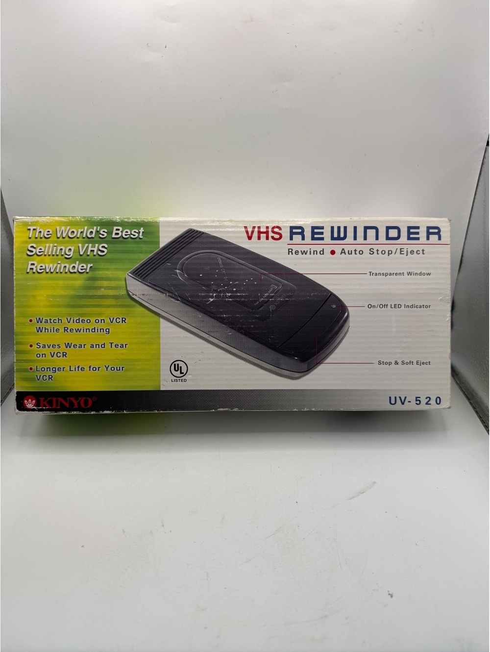 Vintage Kinyo UV-520 VHS Tape Rewinder - With Original Box - Tested & Working